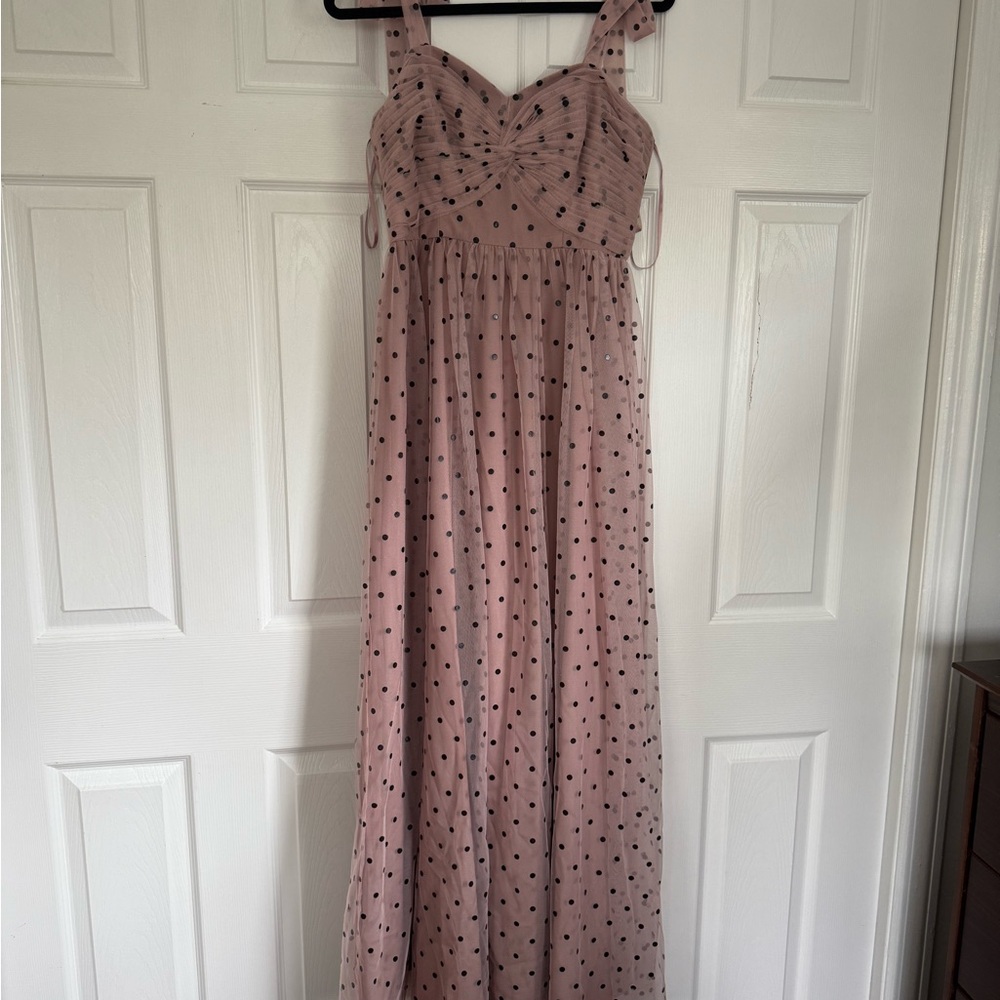 Elegant Pink Polka Dot Dress